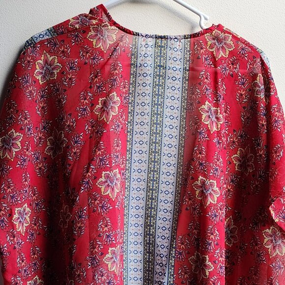 Love Tree Sheer Red Bohemian Style Open Blouse Size Small - Picture 14 of 15